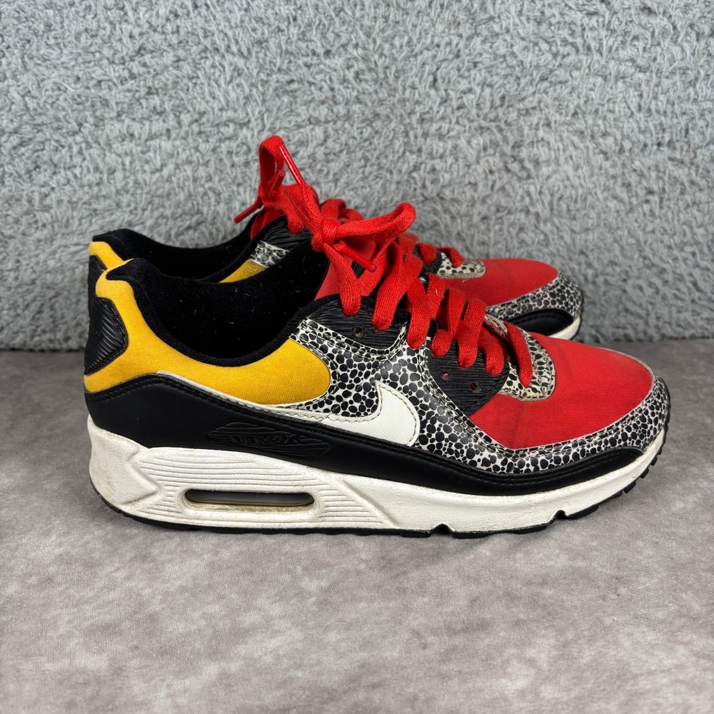 Nike Air Max 90 Womens 8 Red Yellow Black Safari Print DC9446-001 Low Sneakers
